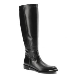 Czarne Kozaki Carinii Wygodne Skórzane Buty Damskie. Czarne kozaki Carinii, bez wzorów, ze skóry, klasyczne, bez obcasa, na płaskiej podeszwie, bez zapięcia. Za 389.00 zł.