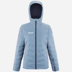 Kurtka RUBY MOUNTAIN dla kobiet - Niebieska. Niebieskie kurtki narciarskie Millet, na zimę, m, bez wzorów, z materiału, bez kaptura, narciarskie. Za 1,455.50 zł.