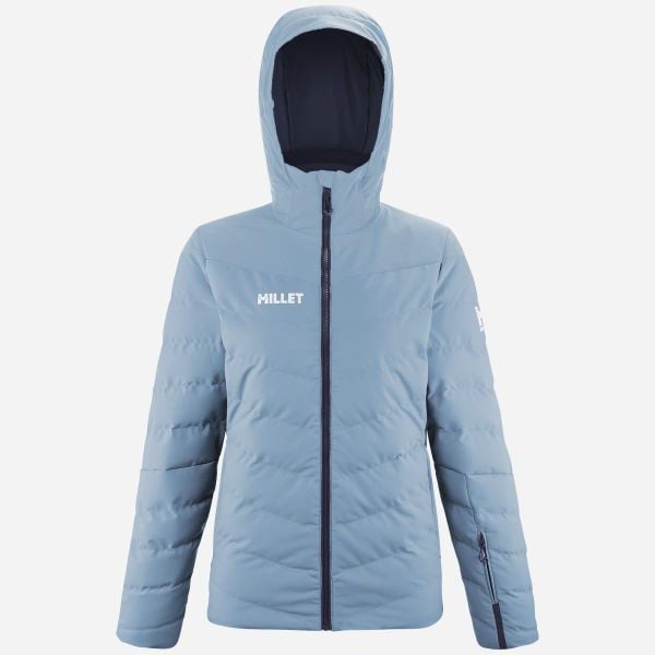 Kurtka RUBY MOUNTAIN dla kobiet - Niebieska. Niebieskie kurtki narciarskie Millet, na zimę, m, bez wzorów, z materiału, bez kaptura, narciarskie. Za 1,455.50 zł.