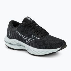 Buty do biegania damskie Mizuno Wave Inspire 19 black/ silverstar/ screst. Czarne buty do biegania Mizuno, bez wzorów, z materiału, bez zapięcia, do biegania, mizuno wave. Za 359.99 zł.