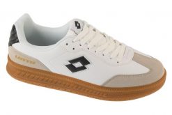 Buty halowe do piłki nożnej unisex, Makera. Białe buty treningowe Lotto, bez wzorów, z materiału, przed kostkę, bez zapięcia, do piłki nożnej. Za 129.00 zł.