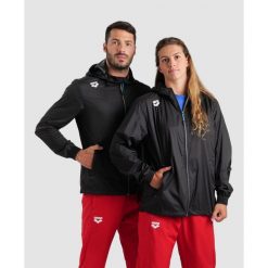 Kurtka wodoodporna Arena Solid. Czarne kurtki Arena, l, z aplikacjami, retro, z kapturem. Za 349.00 zł.
