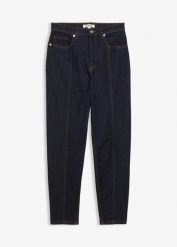 Dżinsy Mom, high waist, ze stretchem. Niebieskie jeansy bonprix, bez wzorów, z jeansu, z podwyższonym stanem. Za 137.99 zł.
