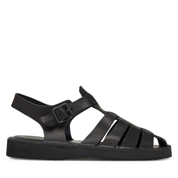 Sandały Fracap. Czarne sandały Fracap, bez wzorów, bez obcasa, na płaskiej podeszwie, bez zapięcia. Za 499.99 zł.