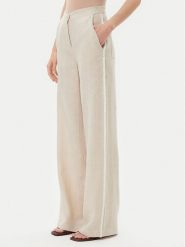 ICONA Spodnie materiałowe RP5LE005 Beżowy Relaxed Fit. Brązowe spodnie materiałowe ICONA, bez wzorów, ze lnu. Za 509.99 zł.