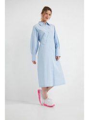 Josephine & Co Sukienka "Dex" w kolorze błękitnym rozmiar: 34. Niebieskie sukienki Josephine & Co, na co dzień, bez wzorów, z bawełny, bez kołnierzyka, bez ramiączek, maxi, proste. Za 312.58 zł.