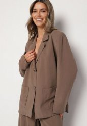 Brązowa Marynarka Oversize Pudełkowa z Kieszeniami z Modalu Mavelisse. Brązowe marynarki i żakiety Born2be, l, bez wzorów, z jeansu, eleganckie, bez ramiączek. W wyprzedaży za 195.49 zł.