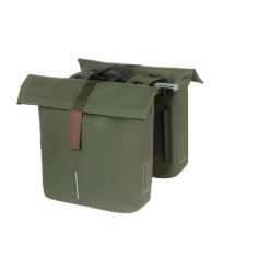 Torba z podwójną sakwą „City Double Pannier Bag MIK 2.0”, zielony mech. Zielone shopper bag BASIL, bez wzorów, biznesowe, duże, bez dodatków. Za 436.35 zł.