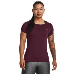 Koszulka damska Under Armour HG Armour SS. Czerwone t-shirty sportowe Under Armour, xs, bez wzorów, bez ramiączek. Za 99.99 zł.