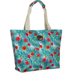 Torba plażowa na ramię błękitna print 207-08. Niebieskie torebki klasyczne bez wzorów, z materiału, na ramię, duże, bez dodatków. Za 39.99 zł.