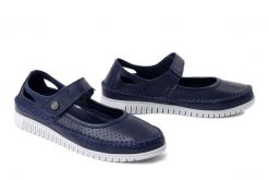 MANITU 840156-05 blau, półbuty damskie. Niebieskie półbuty wsuwane Manitu, na lato, bez wzorów, ze skóry, bez obcasa. Za 229.42 zł.