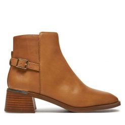 Botki Aldo. Brązowe botki Aldo, bez wzorów, bez obcasa, na słupku, bez zapięcia. Za 289.99 zł.