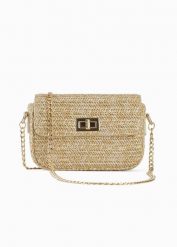 Torebka słomkowa na ramię. Brązowe torebki klasyczne bonprix, bez wzorów, na ramię, małe, bez dodatków. Za 109.99 zł.