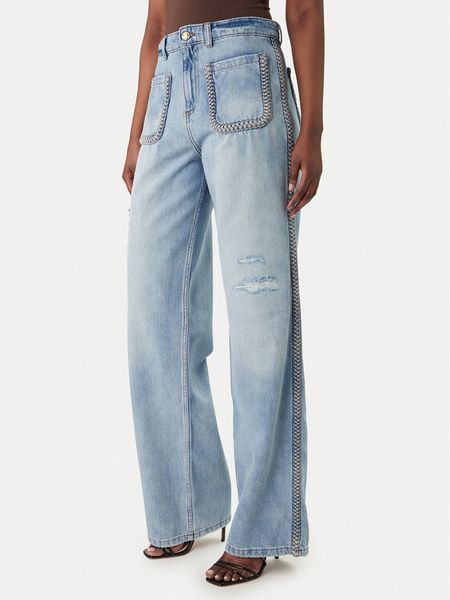 Just Cavalli Jeansy 80PAB5T3 CDWCD Niebieski Straight Fit. Niebieskie jeansy Just Cavalli, bez wzorów, z bawełny. Za 904.99 zł.