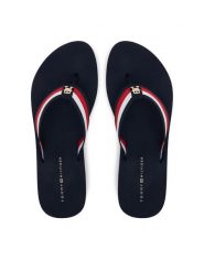 Tommy Hilfiger Japonki Th Corp Mid Wedge Beach Sandal FW0FW08517 Granatowy. Niebieskie japonki Tommy Hilfiger, bez wzorów, z materiału. Za 129.99 zł.