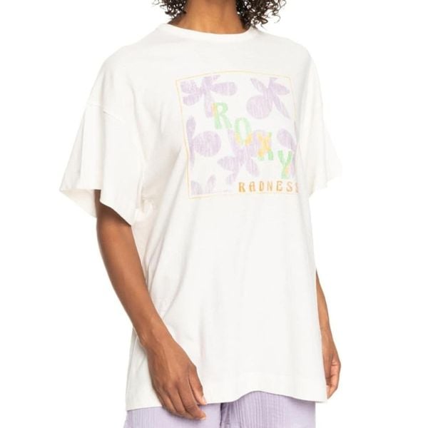 Koszulka turystyczna damska Roxy Sweet Flower. Białe t-shirty sportowe Roxy, bez wzorów, z bawełny, bez ramiączek. W wyprzedaży za 101.00 zł.