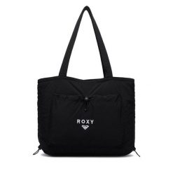 Torebka Roxy. Czarne shopper bag Roxy, bez wzorów, bez dodatków. Za 69.99 zł.