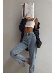 Trendyol Dżinsy - Slim fit - w kolorze błękitnym rozmiar: 38. Niebieskie jeansy Trendyol, bez wzorów, z bawełny, klasyczne, z podwyższonym stanem. Za 167.28 zł.