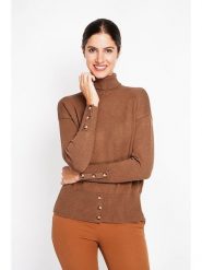 ASSUILI Golf w kolorze jasnobrązowym rozmiar: 36. Brązowe swetry Assuili, bez wzorów, klasyczne, bez ramiączek. Za 104.99 zł.