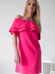 Sukienka Model Sandra Coral - Jersa. Sukienki Jersa, l, bez wzorów, z elastanu, wizytowe, bez kołnierzyka, plus size, bez ramiączek, mini. Za 320.90 zł.