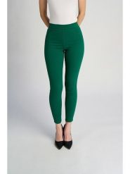 Marks & Spencer Jegginsy w kolorze zielonym rozmiar: 40/L31. Zielone spodnie materiałowe Marks & Spencer, bez wzorów, z materiału, z podwyższonym stanem. Za 42.08 zł.