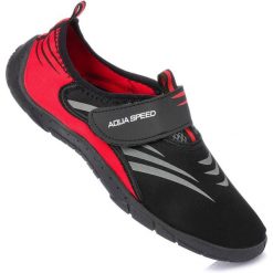 Buty do wody pływania na plażę czerwone AQUA SPEED. Czarne buty treningowe Aqua-Speed, bez wzorów, bez zapięcia, do pływania. Za 43.99 zł.
