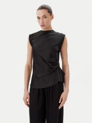 Eleh Bluzka ESS250180 Czarny Regular Fit. Czarne bluzki Eleh, xs, bez wzorów, z syntetyku, bez kołnierzyka, bez ramiączek. Za 169.99 zł.
