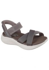 Sandały SKECHERS SLIP - INS ULTRA FLEX 3.0 Szary. Szare sandały Skechers, bez wzorów, z materiału, bez obcasa, bez zapięcia. Za 296.99 zł.