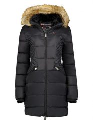 Geographical Norway Płaszcz zimowy "Abeille" w kolorze czarnym rozmiar: S. Czarne kurtki Geographical Norway, na zimę, s, z aplikacjami, z puchu, bez kaptura. Za 295.66 zł.