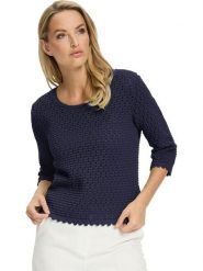 Heine Sweter w kolorze granatowym rozmiar: 46. Niebieskie swetry Heine, bez wzorów, z bawełny, bez ramiączek. Za 64.95 zł.