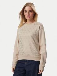Guess Bluza W6BQ14 K6060 Beżowy Regular Fit. Brązowe bluzy Guess, m, z aplikacjami, z bawełny, bez kaptura. Za 369.99 zł.
