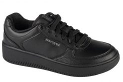 Buty sportowe do chodzenia damskie, Sport Court 2.0 - Core Essential. Czarne buty treningowe Skechers, bez wzorów, z materiału, przed kostkę, bez zapięcia, trekkingowe, skechers sport. Za 219.99 zł.