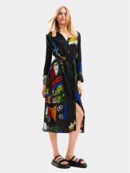 Desigual Sukienka koszulowa MONSIEUR CHRISTIAN LACROIX Dream 24SWVW72 Czarny Regular Fit. Czarne sukienki Desigual, s, bez wzorów, z wiskozy, bez kołnierzyka, bez ramiączek, koszulowe. Za 419.99 zł.