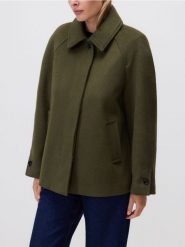 Flauszowa kurtka z wełną - oliwkowy. Zielone kurtki Reserved, l, bez wzorów, z tkaniny, bez kaptura. W wyprzedaży za 159.99 zł.