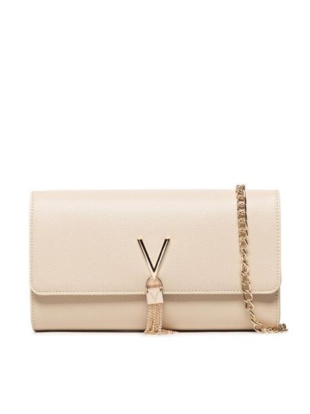 Valentino Torebka Divina VBS1R401G Kremowy. Białe kopertówki Valentino, bez wzorów, ze skóry, wizytowe, bez dodatków. Za 313.99 zł.