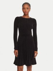 Guess Sukienka dzianinowa W5BK79 Z3902 Czarny Regular Fit. Czarne sukienki Guess, s, z aplikacjami, z dzianiny, bez kołnierzyka, bez ramiączek. Za 369.99 zł.