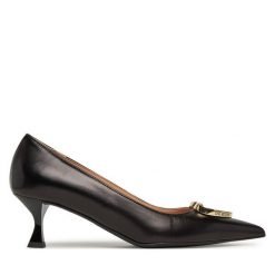 Czółenka LOVE MOSCHINO. Czarne czółenka Love Moschino, bez wzorów, bez obcasa, bez zapięcia. Za 849.99 zł.