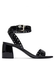 Guess Sandały FLJGST PAF03 Czarny. Czarne sandały Guess, z aplikacjami, ze skóry, bez obcasa, na słupku, bez zapięcia. Za 589.99 zł.