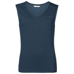 Koszulka trekkingowa damska Vaude Essential Top. Niebieskie topy sportowe Vaude, bez wzorów, z poliesteru. W wyprzedaży za 70.00 zł.