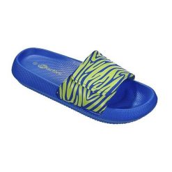 Beco Zebra Vibes klapki damskie niebiesko-zielone. Niebieskie klapki 47 Brand, bez wzorów, z syntetyku, bez obcasa, bez zapięcia. Za 254.99 zł.