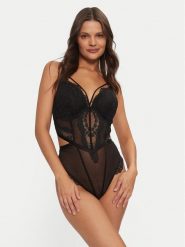 Hunkemöller Body Daisy 206242 Czarny. Czarne body i gorsety Hunkemöller, bez wzorów, z syntetyku, bez ramiączek. Za 159.99 zł.