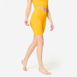 Legginsy fitness damskie Domyos krótkie. Brązowe legginsy DOMYOS, bez wzorów, z elastanu, sportowe, krótkie. Za 89.99 zł.