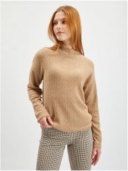 Orsay Sweter w kolorze jasnobrązowym rozmiar: M. Brązowe swetry Orsay, m, bez wzorów, ze splotem, bez ramiączek. Za 77.45 zł.
