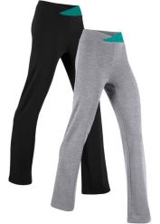 Bawełniane spodnie sportowe Bootcut (2 pary). Szare spodnie dresowe bonprix, bez wzorów, z bawełny. Za 119.99 zł.
