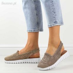 Plecione sandały, buty damskie T.Sokolski 806 Nut. Brązowe sandały Sokolski, bez wzorów, z tkaniny, sportowe, bez obcasa, bez zapięcia. Za 179.00 zł.