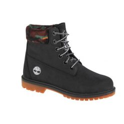 Trapery damskie, Timberland Heritage 6 W. Czarne traperki Timberland, bez wzorów, z materiału, sportowe, bez obcasa, bez zapięcia. Za 599.99 zł.