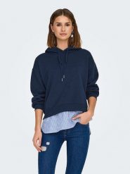 ONLY Bluza w kolorze granatowym rozmiar: M. Niebieskie bluzy ONLY, m, z aplikacjami, z kapturem. Za 123.25 zł.