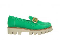 Mokasyny Bayla-159 4806 066-P Seledyn Welur 159123, Skóra naturalna - 38. Zielone mokasyny Bayla, z aplikacjami, ze skóry. W wyprzedaży za 179.10 zł.
