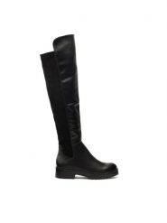 DeeZee Muszkieterki XENIA H58573-10 Czarny. Czarne kozaki DeeZee, bez wzorów, ze skóry, bez obcasa, na płaskiej podeszwie, bez zapięcia. Za 151.99 zł.