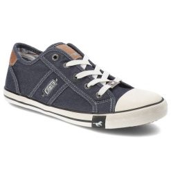 Granatowe Trampki Mustang Sportowe Obuwie Damskie. Niebieskie buty sportowe lifestyle Mustang, bez wzorów, z gumy, eleganckie, bez zapięcia. Za 206.99 zł.